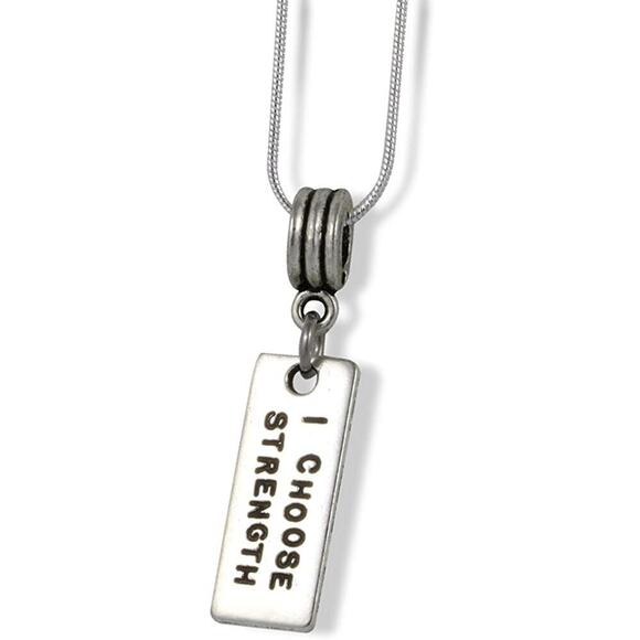 I Choose Strength Charm Snake Chain Necklace - Picture 1 of 4